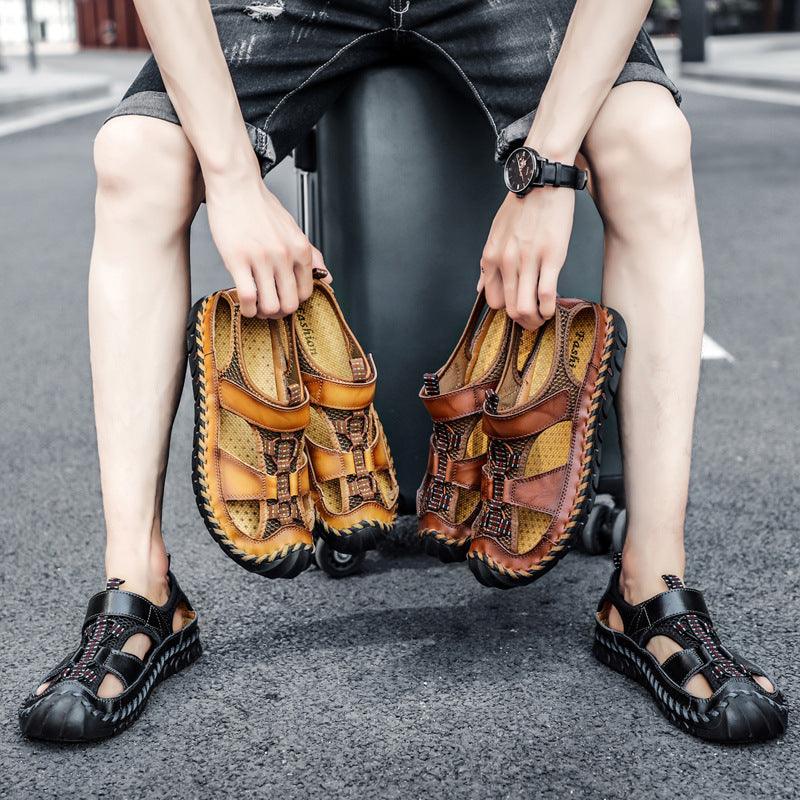 Sandália Masculina de Couro Genuíno Durabilidade e Conforto