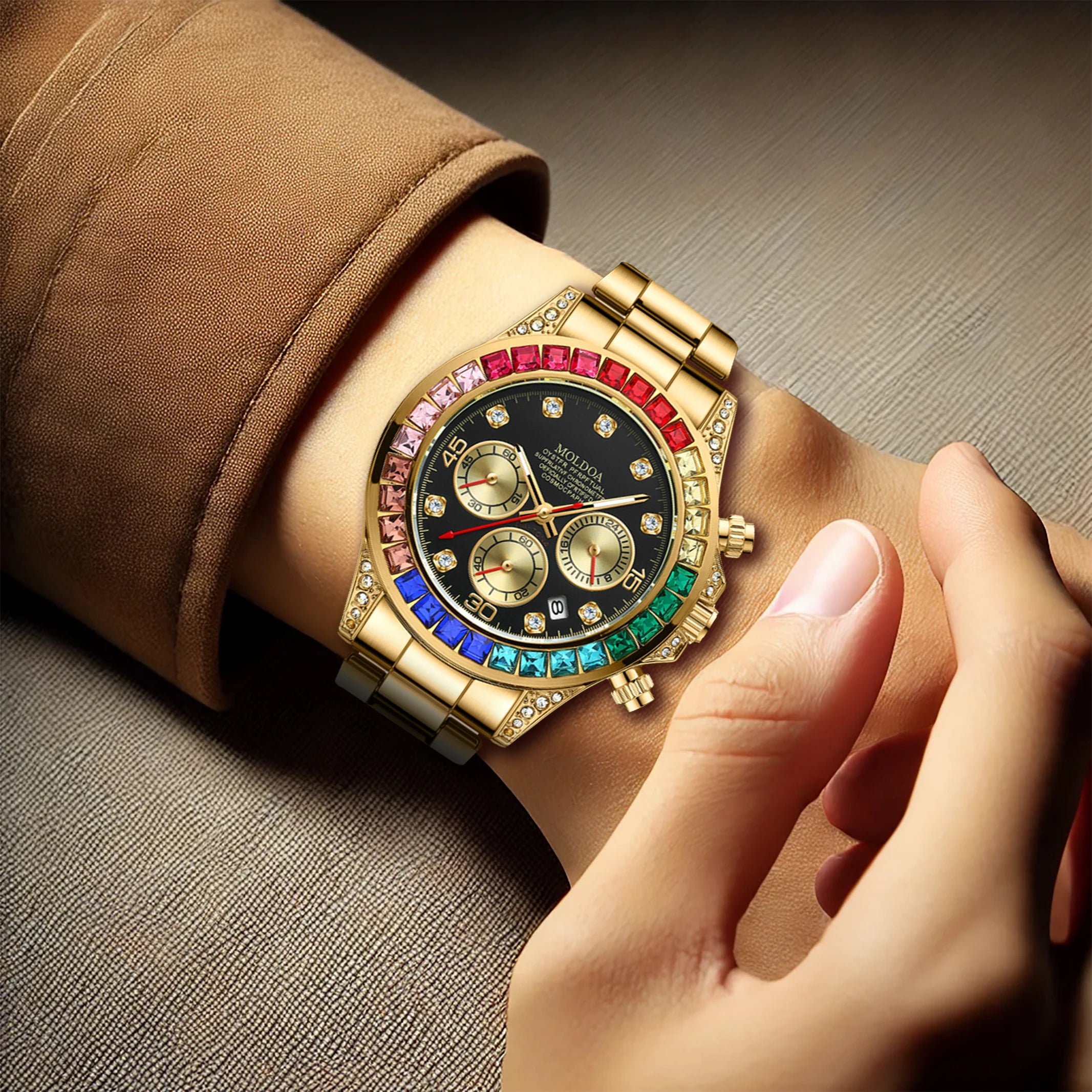 Relógio de Pulso Masculino Quartzo Pulseira de Aço Design Luxuoso by Loja Bruna Modas