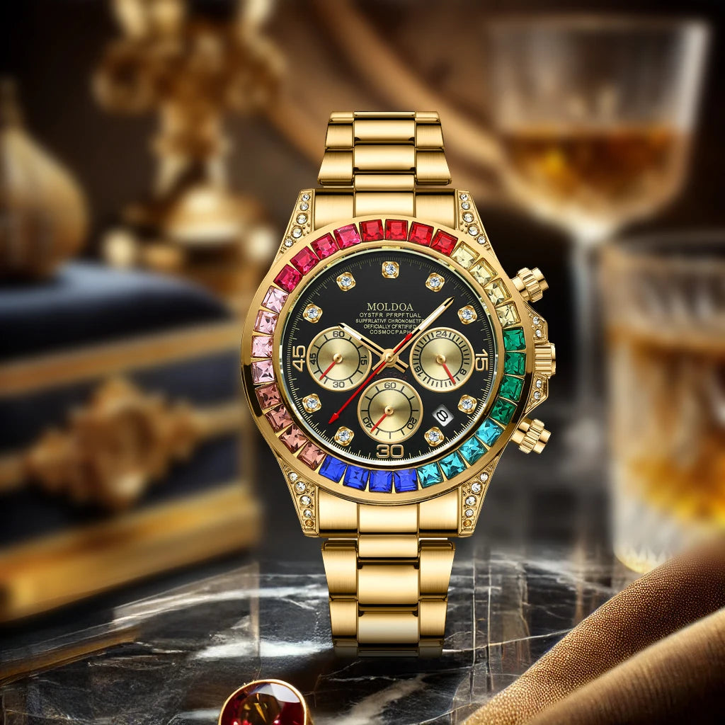 Relógio de Pulso Masculino Quartzo Pulseira de Aço Design Luxuoso by Loja Bruna Modas