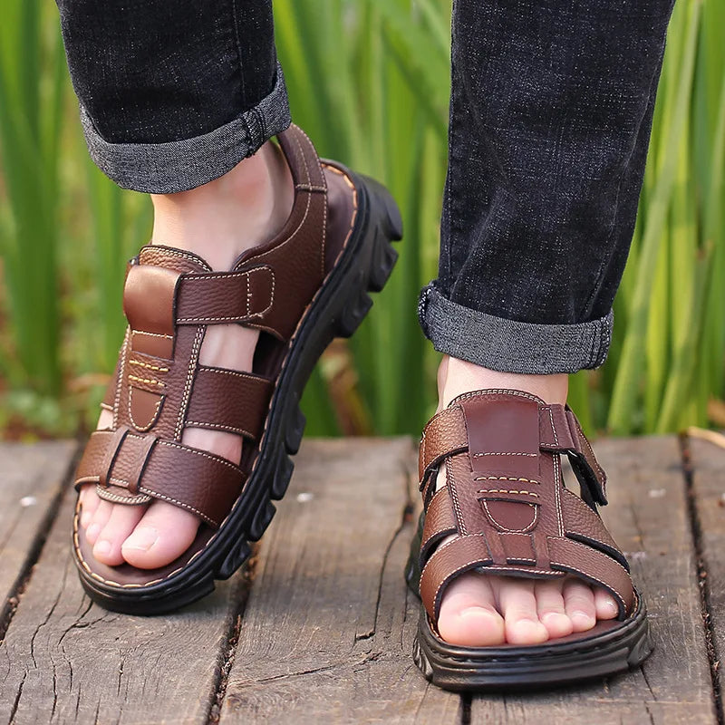 Sandália Masculina de Couro PU Loveontop