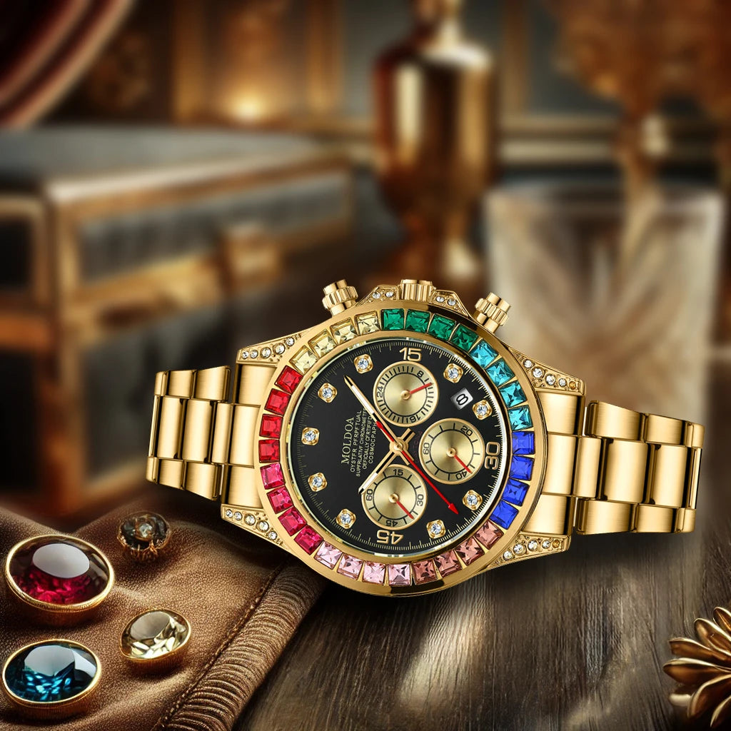 Relógio de Pulso Masculino Quartzo Pulseira de Aço Design Luxuoso by Loja Bruna Modas