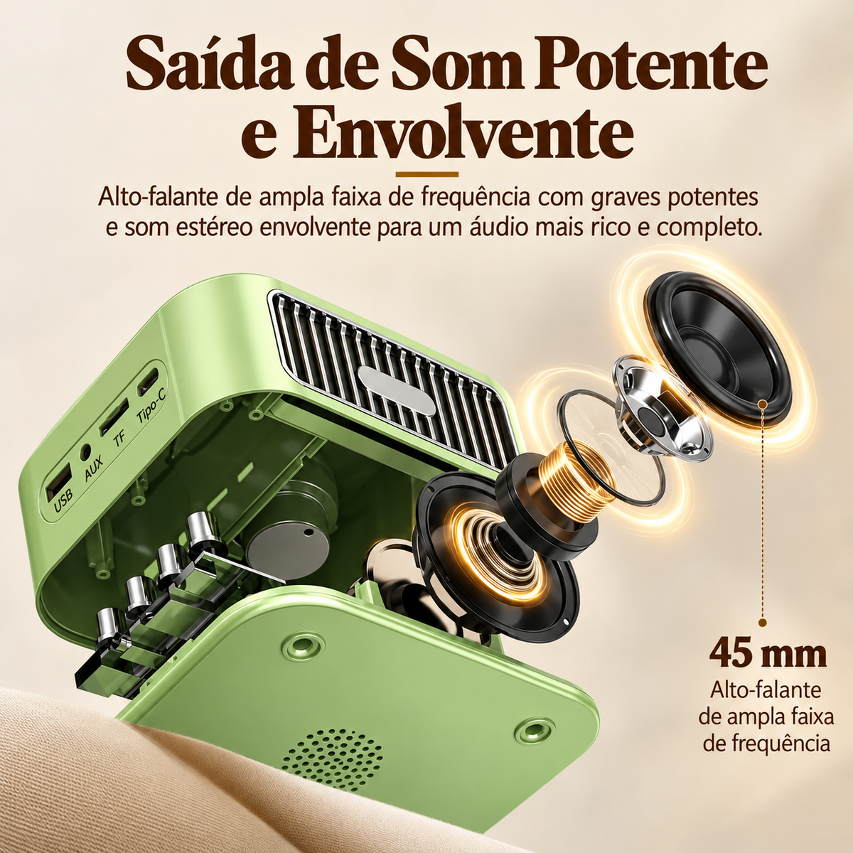 Caixa de Som Portátil Retrô Vinolume