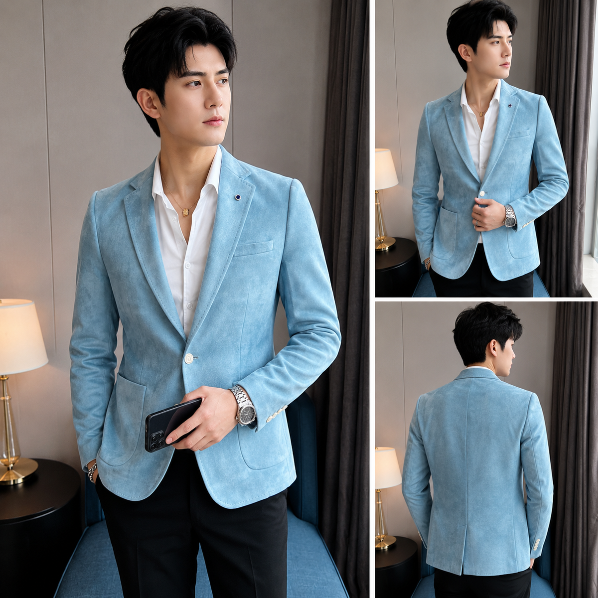 Blazer Masculino Slim Fit de Veludo – Elegante, Luxuoso e Casual