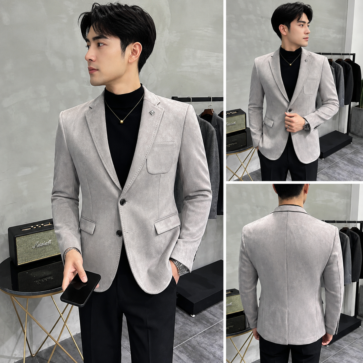 Blazer Social Masculino de Lã – Modelo Slim Fit com 1 Botão