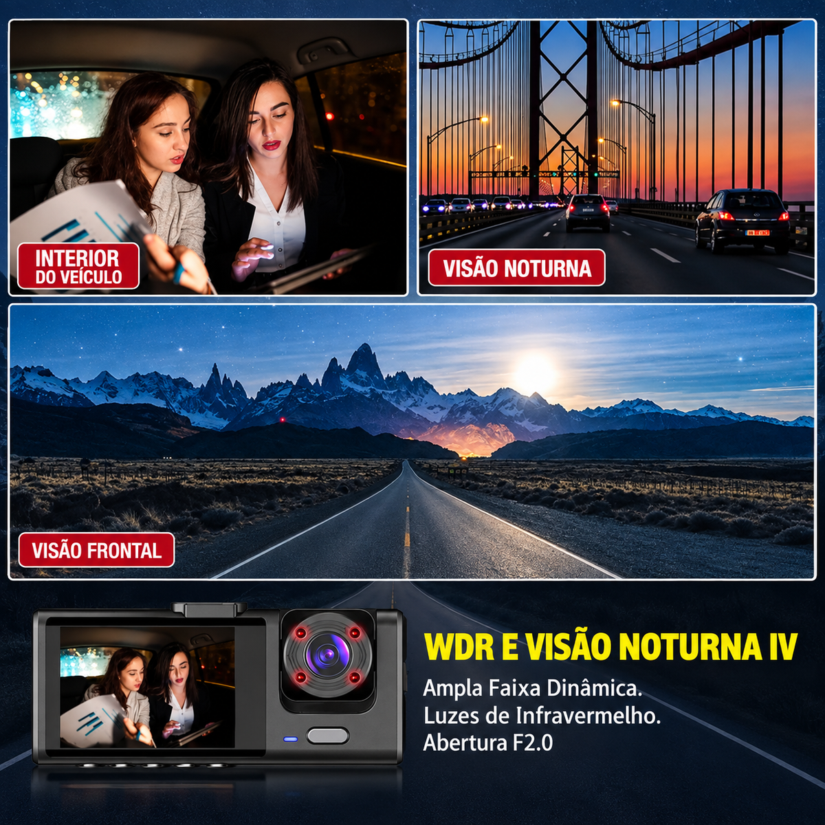 Câmera Veicular com Visão Noturna Roadsentinel