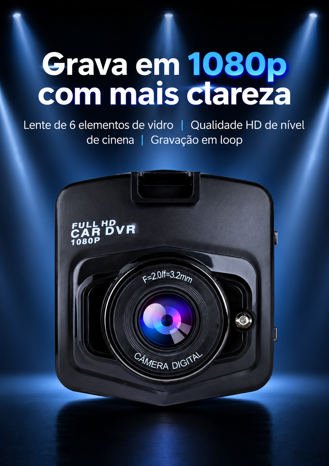 Câmera Veicular 1080p com Visão Noturna Roadtrace