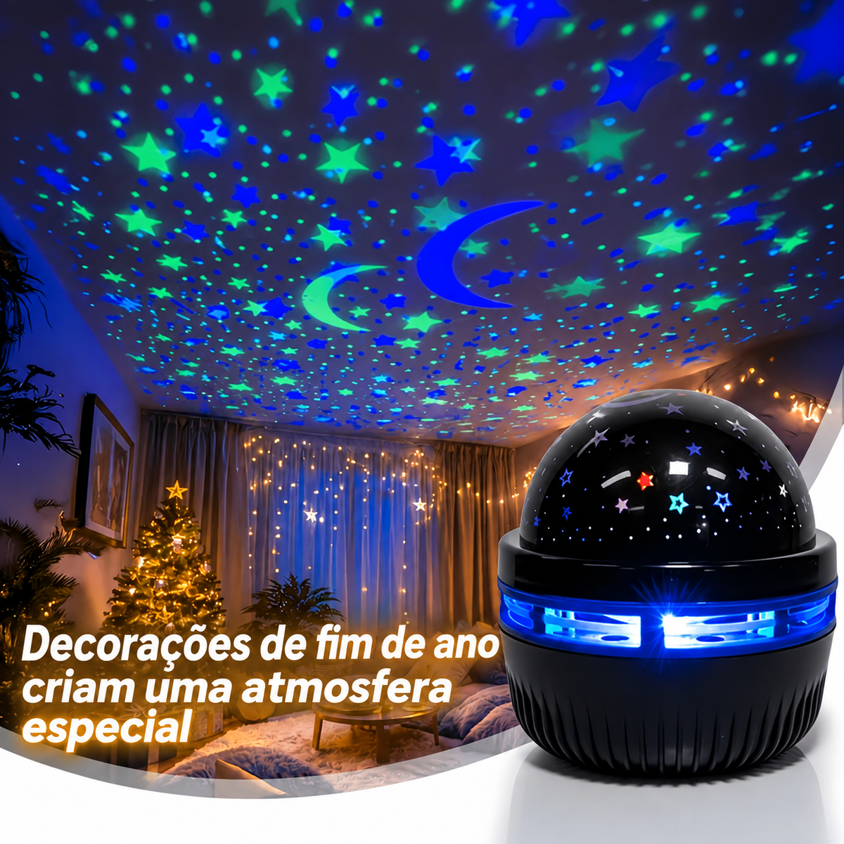 Luz Noturna LED Projetor de Estrelas Moonflare