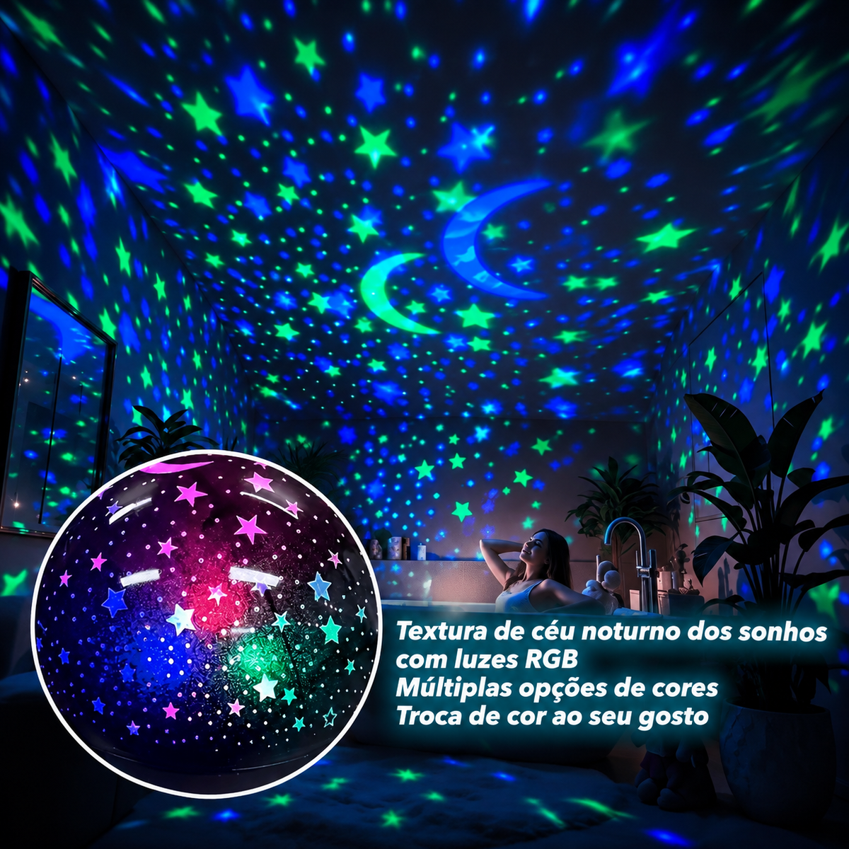 Luz Noturna LED Projetor de Estrelas Moonflare