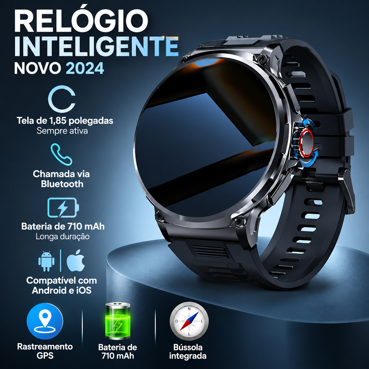 Smartwatch Esportivo GPS Horizon Pro