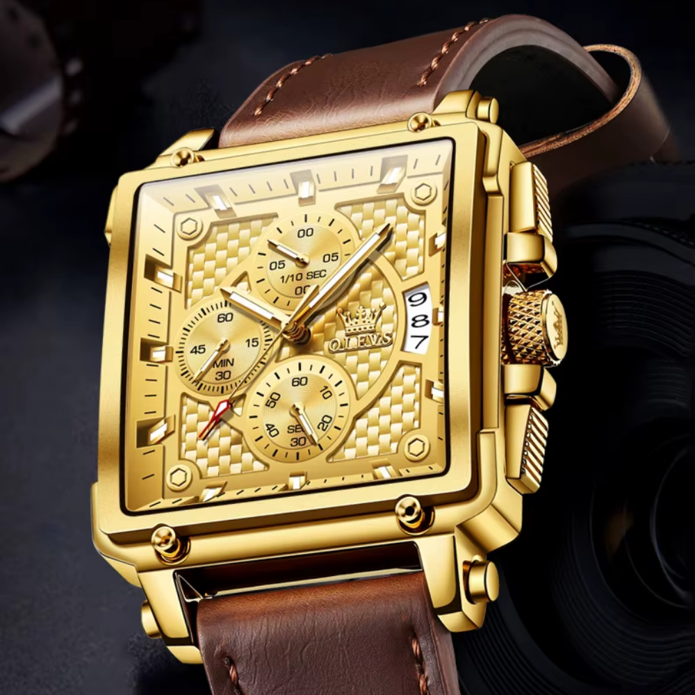 Relógio Masculino de Luxo Quadrado Riven Chrono Lume