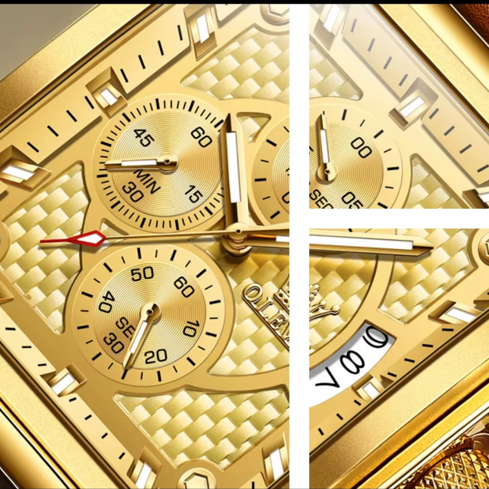 Relógio Masculino de Luxo Quadrado Riven Chrono Lume