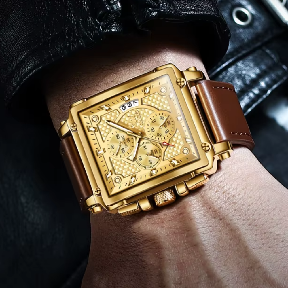 Relógio Masculino de Luxo Quadrado Riven Chrono Lume