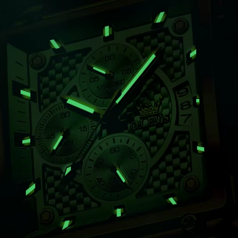 Relógio Masculino de Luxo Quadrado Riven Chrono Lume