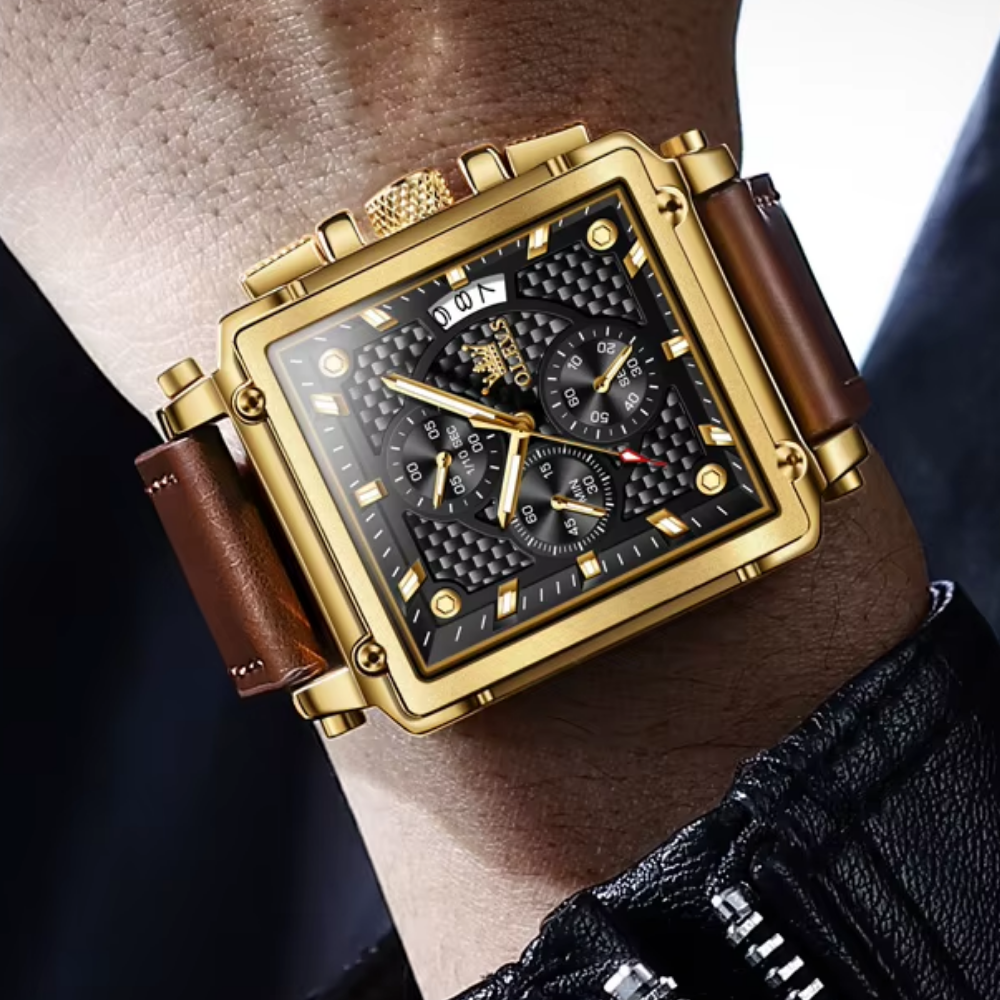 Relógio Masculino de Luxo Quadrado Riven Chrono Lume