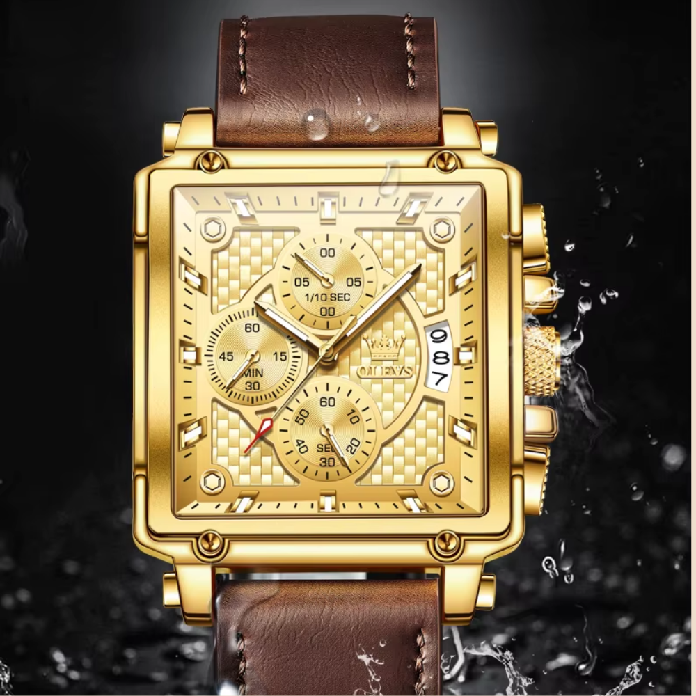 Relógio Masculino de Luxo Quadrado Riven Chrono Lume