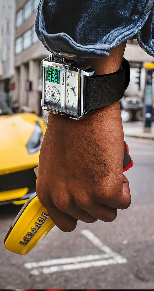 Relógio Masculino Esportivo Mostrador Grande com Pulseira de Couro by Loja Bruna Modas