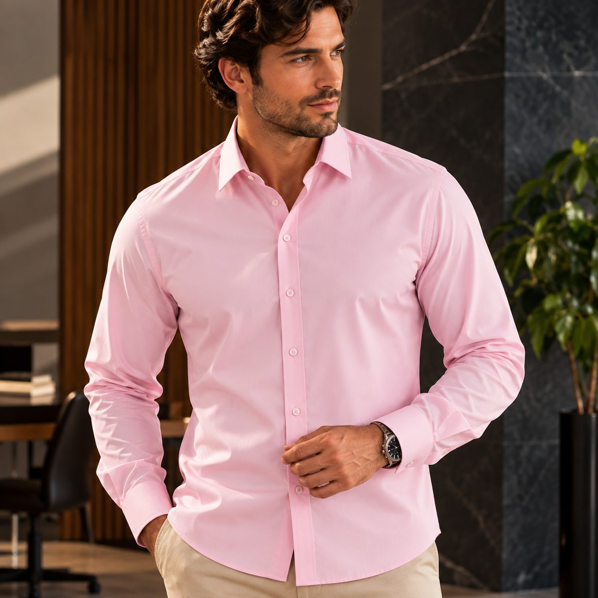 Camisa Masculina Social Slim Stratton