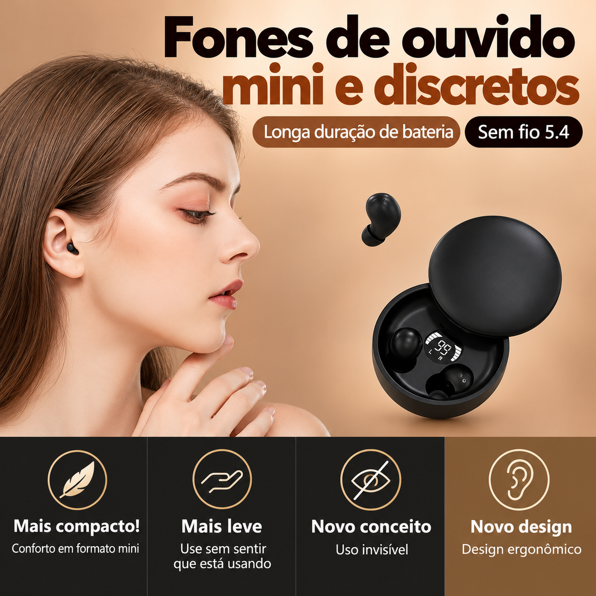 Fone de Ouvido Sem Fio Discreto SleepTone