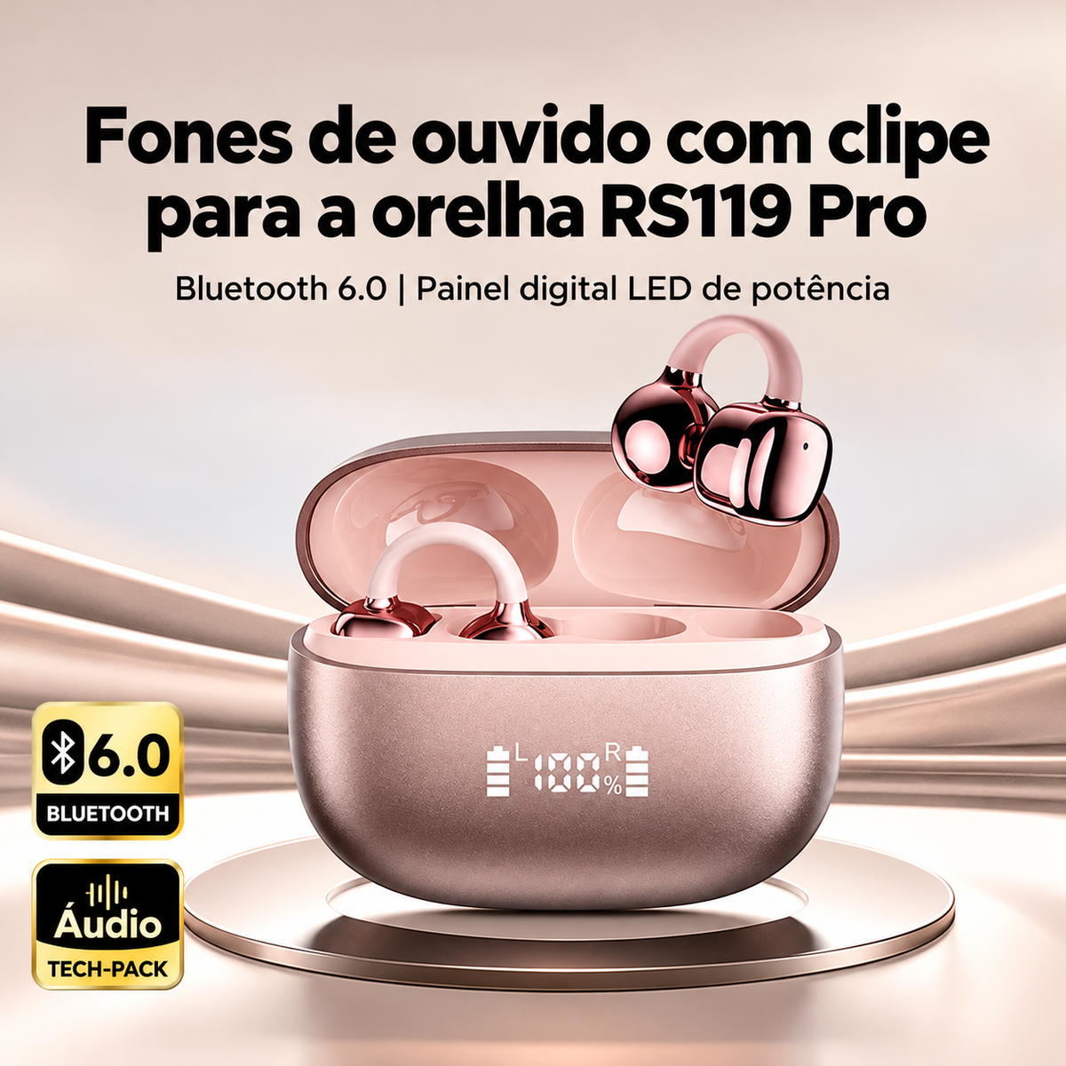 Fone de Ouvido Sem Fio Esportivo AeroClip