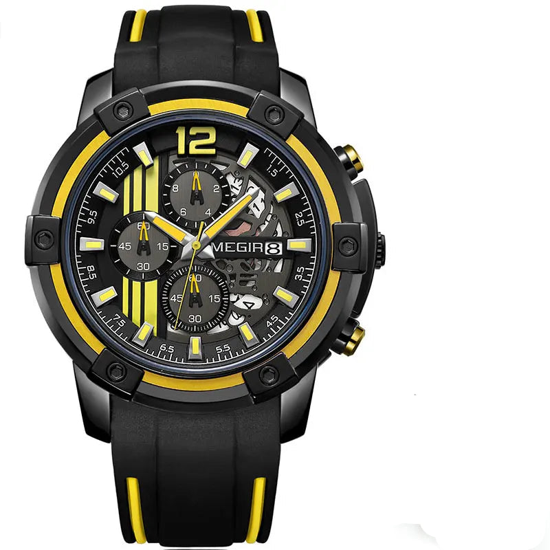 Relógio de Pulso Masculino Esportivo com Pulseira de Silicone Preta