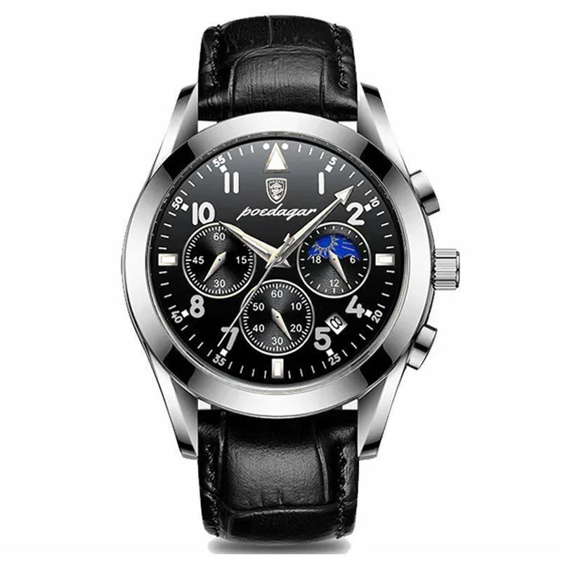 Relógio Masculino de Luxo Pulseira de Couro by Loja Bruna Modas