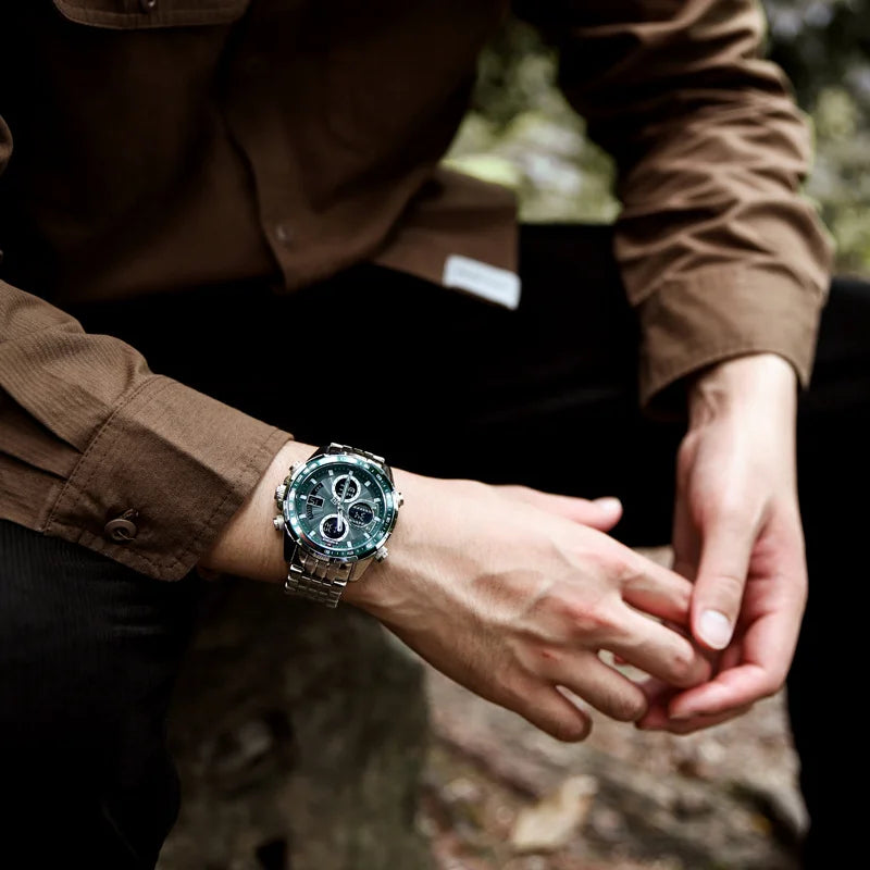 Relógio Masculino Casual Esportivo em Aço Inoxidável