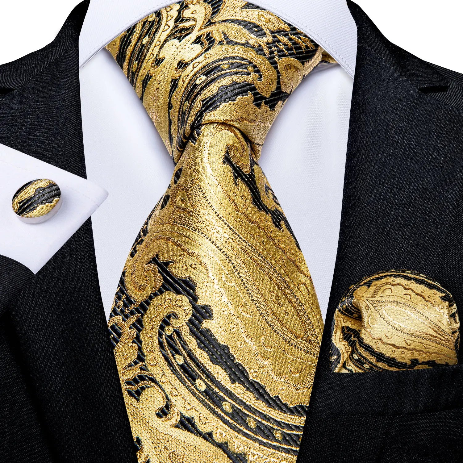 Kit de Gravata Masculina Floral de Seda com Poliéster