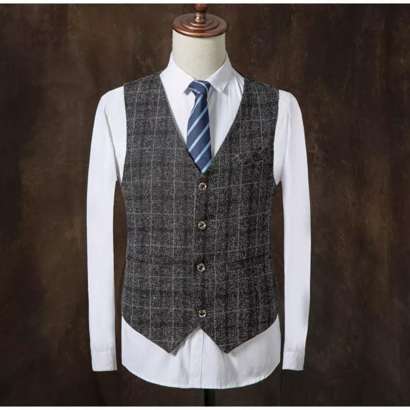 Terno Masculino Xadrez 3 Peças Estilo Britânico - Elegante e Confortável