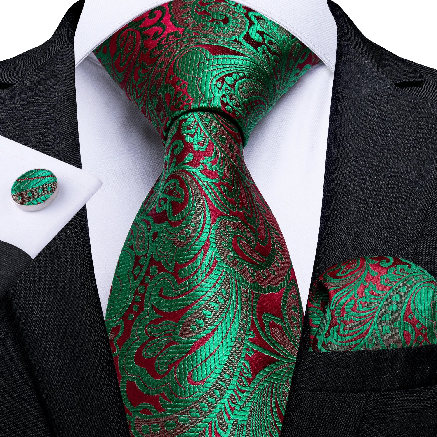 Kit de Gravata Masculina Floral de Seda com Poliéster