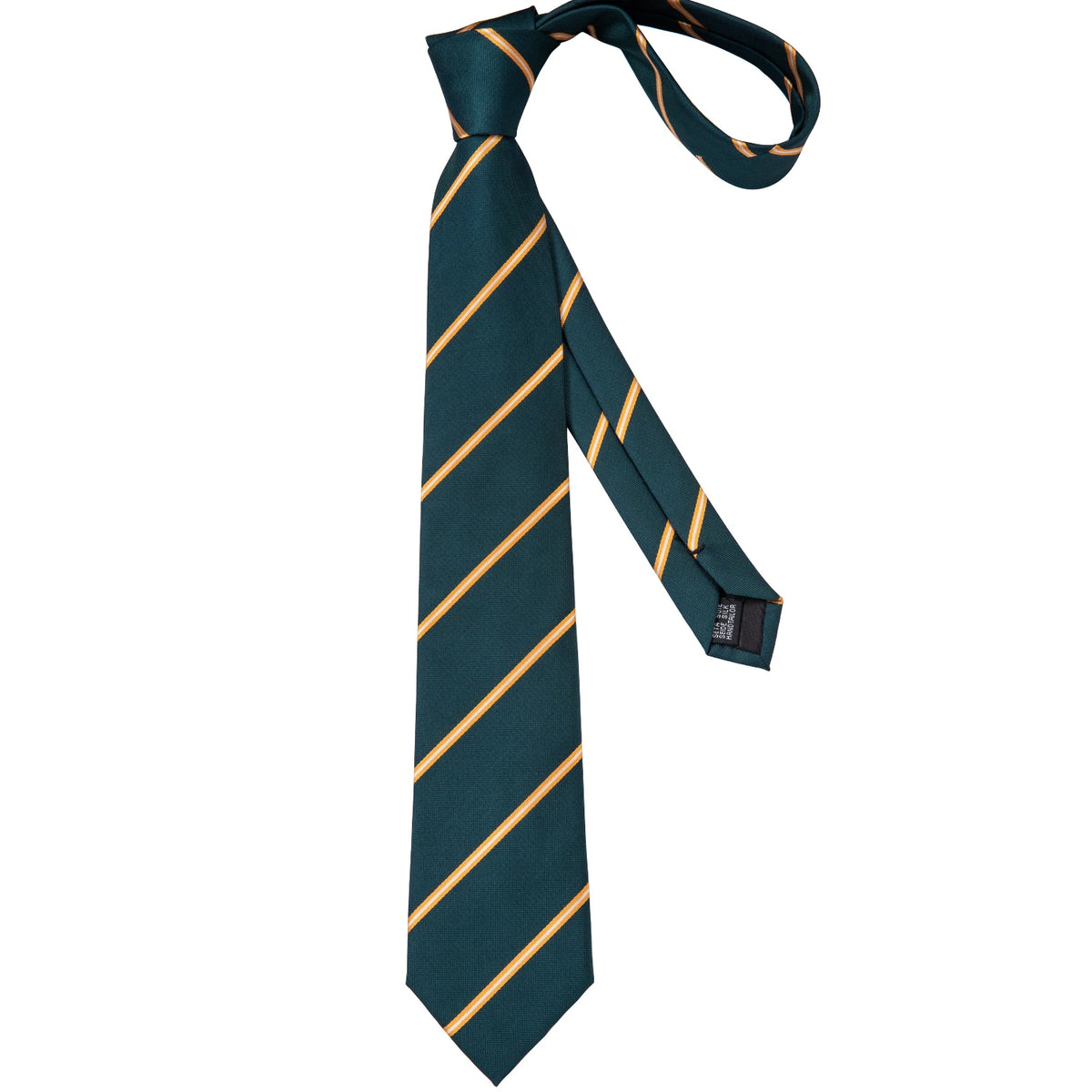 Gravata Masculina Poliéster Verde Listrado 8 cm com Acessórios by Loja Bruna Modas