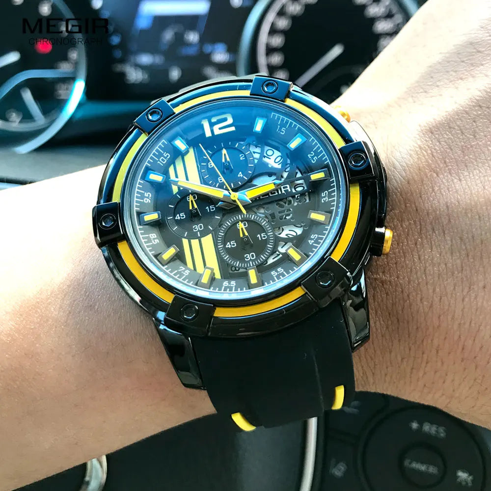 Relógio de Pulso Masculino Esportivo com Pulseira de Silicone Preta