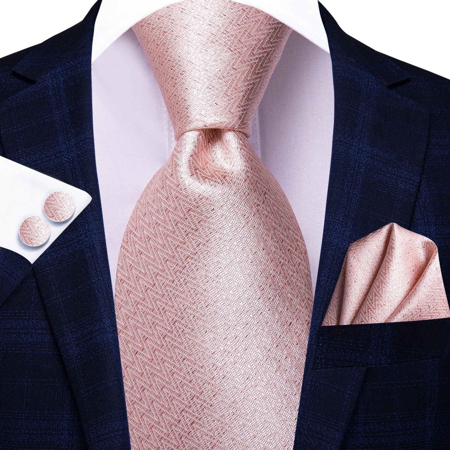 Kit Gravata Masculina Social Luxuosa de Seda com Lenço e Abotoaduras