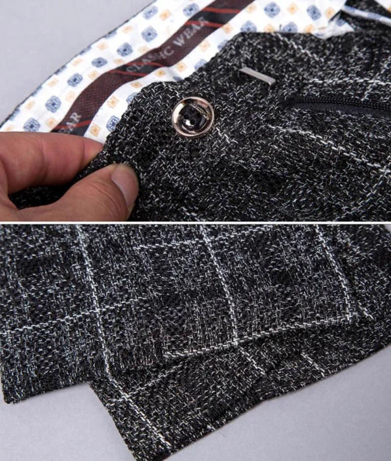 Terno Masculino Xadrez 3 Peças Estilo Britânico - Elegante e Confortável