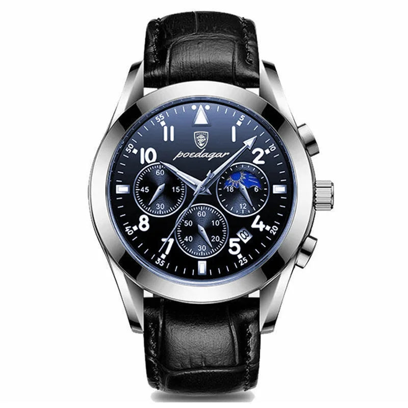 Relógio Masculino de Luxo Pulseira de Couro by Loja Bruna Modas