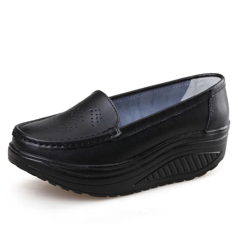 Mocassim Feminino Aurora Plataforma em Couro Legítimo