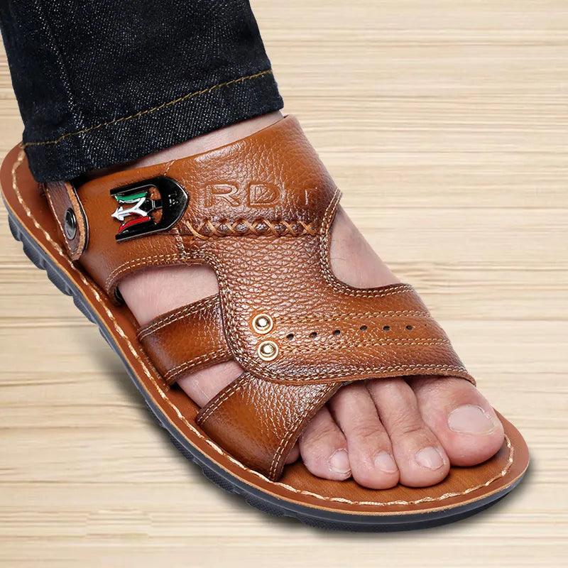 Sandália Masculina de Couro Genuíno Rioch