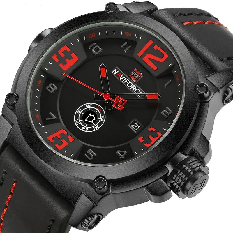 Relógio Masculino Esportivo de Quartzo com Pulseira de Couro PU