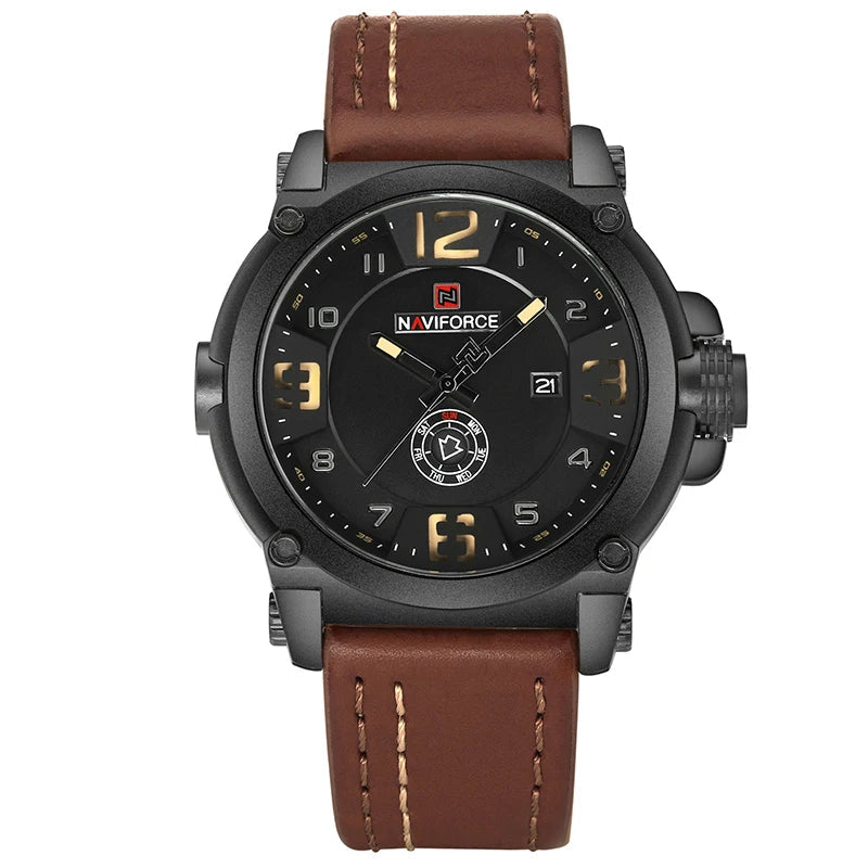 Relógio Masculino Esportivo de Quartzo com Pulseira de Couro PU
