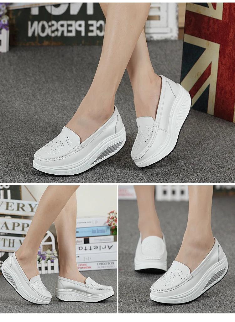 Mocassim Feminino Aurora Plataforma em Couro Legítimo