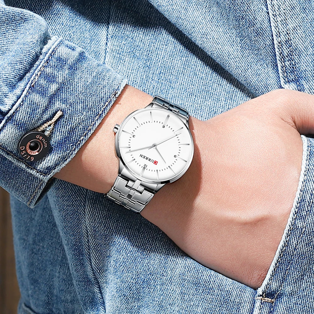 Relógio de Pulso Masculino de Quartzo com Pulseira de Aço