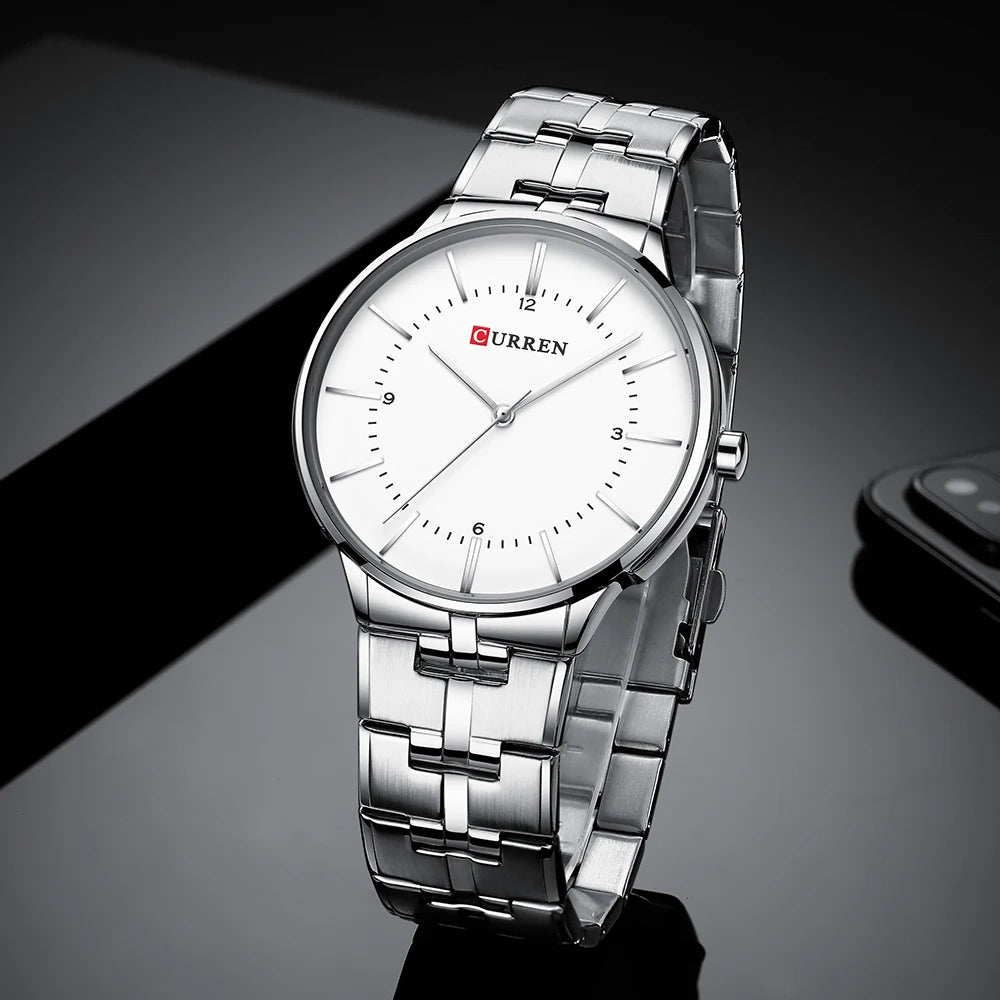Relógio de Pulso Masculino de Quartzo com Pulseira de Aço