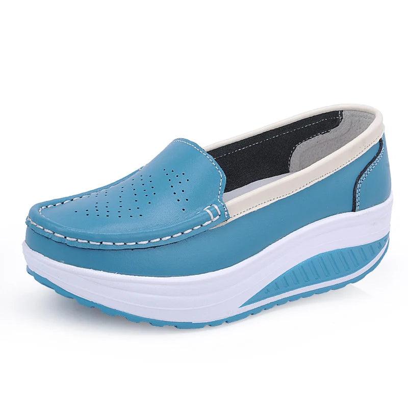 Mocassim Feminino Aurora Plataforma em Couro Legítimo