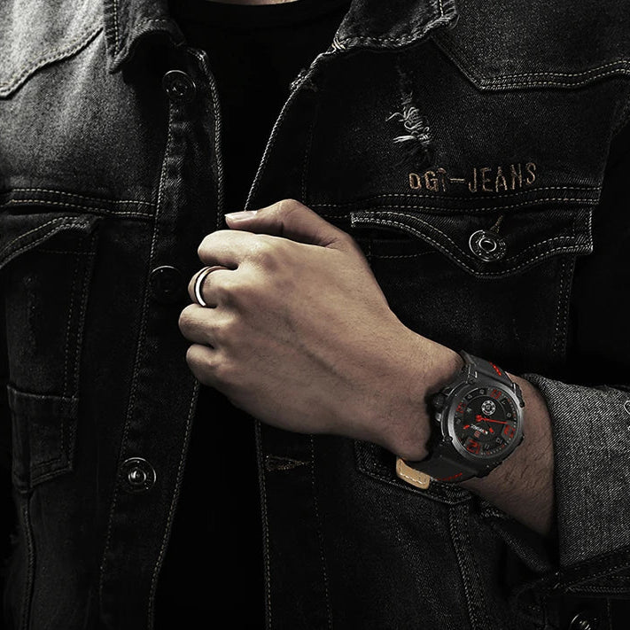 Relógio Masculino Esportivo de Quartzo com Pulseira de Couro PU