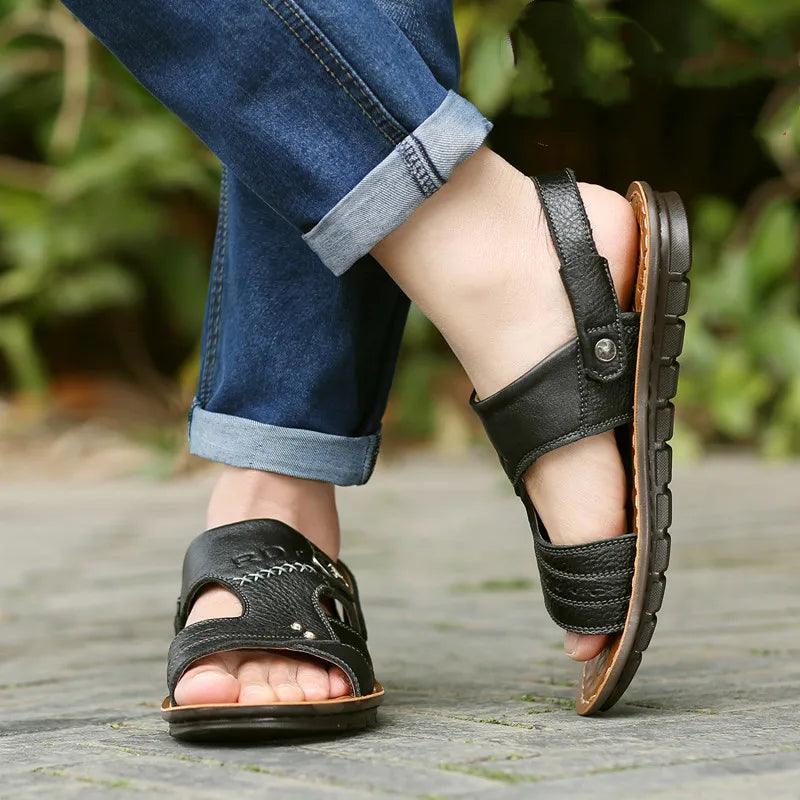 Sandália Masculina de Couro Genuíno Rioch