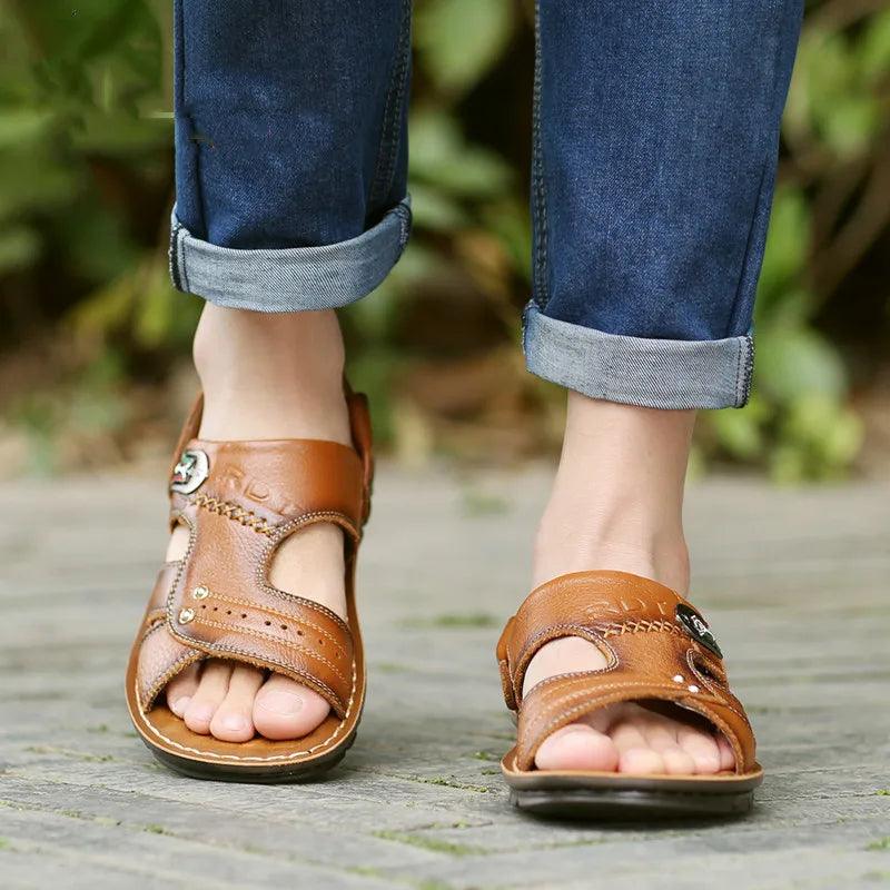 Sandália Masculina de Couro Genuíno Rioch