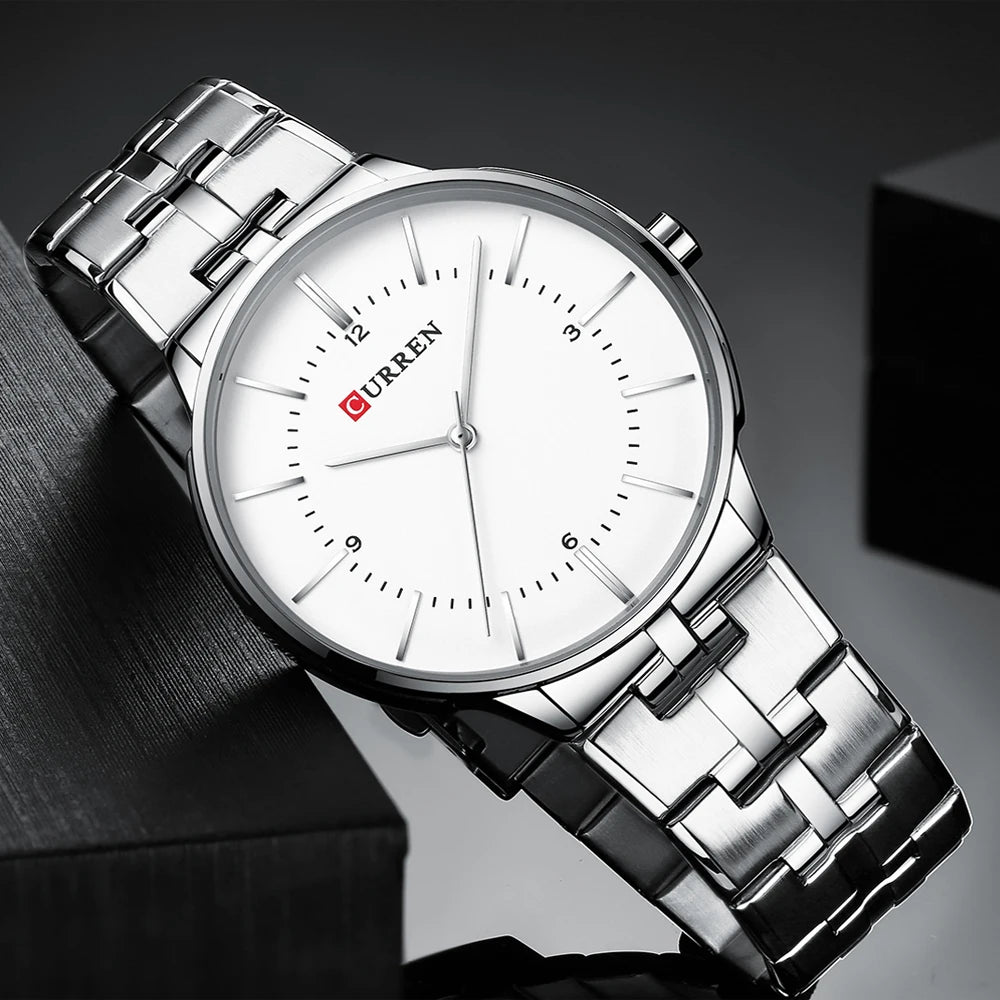 Relógio de Pulso Masculino de Quartzo com Pulseira de Aço