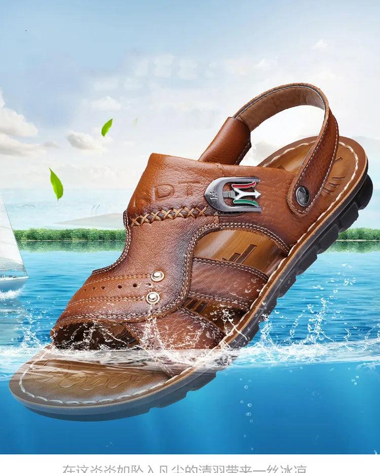 Sandália Masculina de Couro Genuíno Rioch