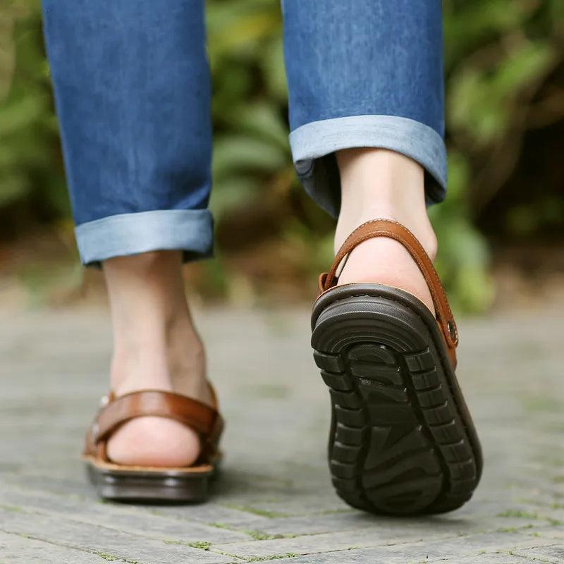 Sandália Masculina de Couro Genuíno Rioch
