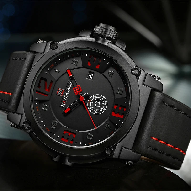Relógio Masculino Esportivo de Quartzo com Pulseira de Couro PU