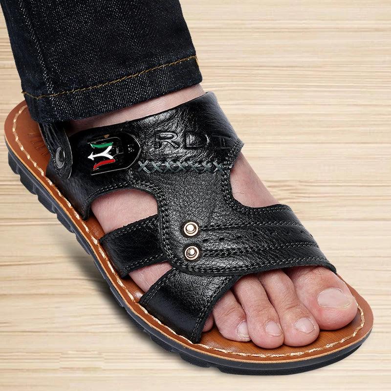 Sandália Masculina de Couro Genuíno Rioch